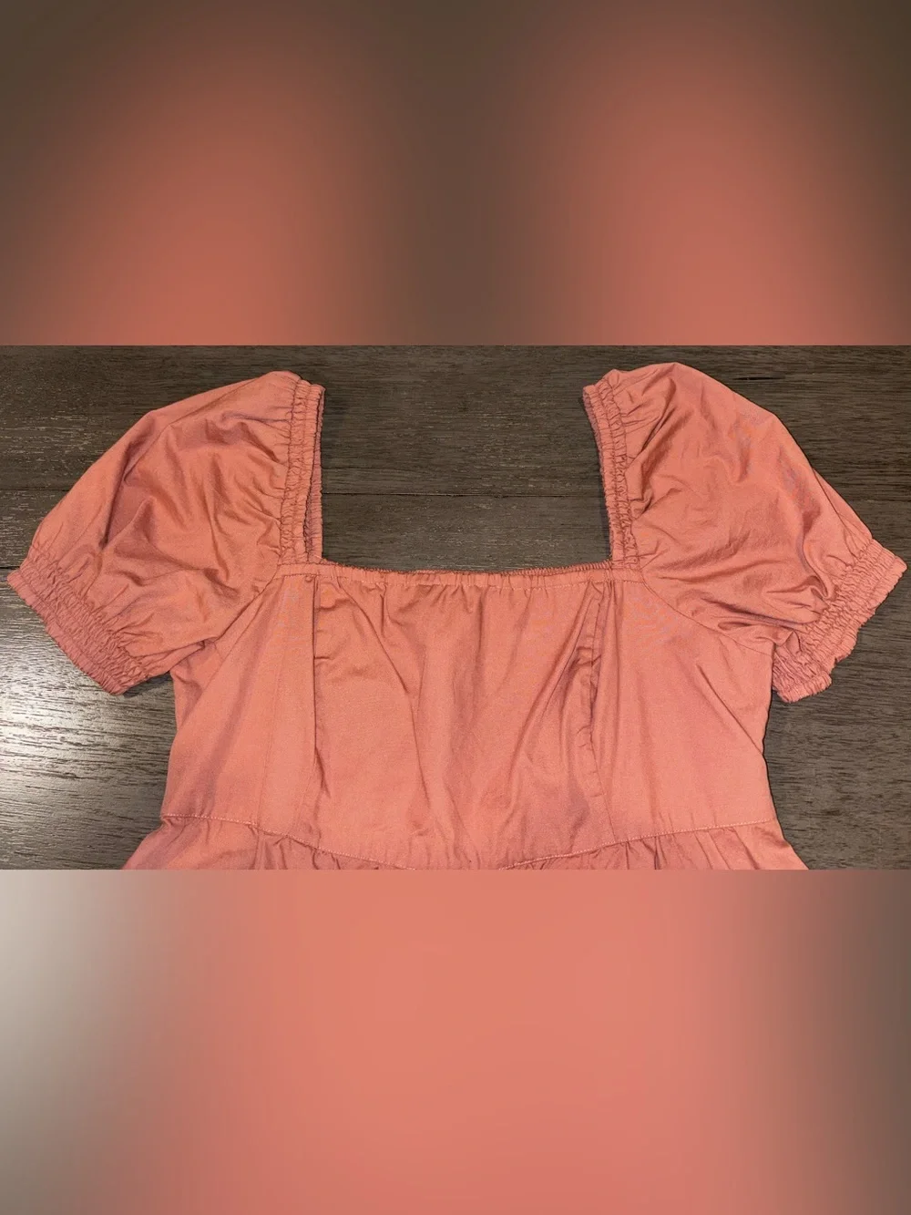 Abercrombie & Fitch Coral Pink Square-Neck Peasant Blouse